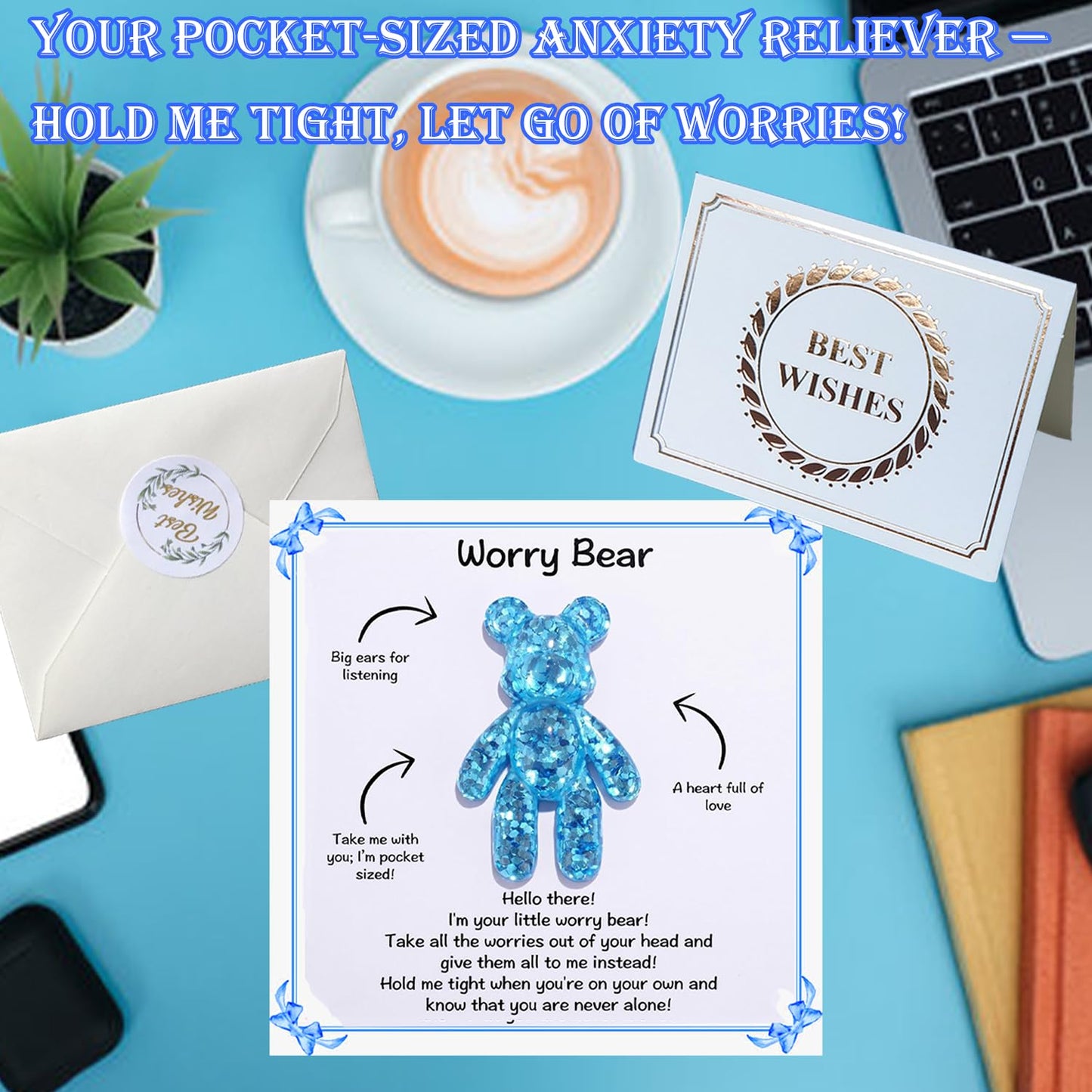 Pocket Bear Hug, Anxiety Relief Gift- Emotional Support Card, Stress Relief For Autism, Mental Health Positivity,Comforting Gift