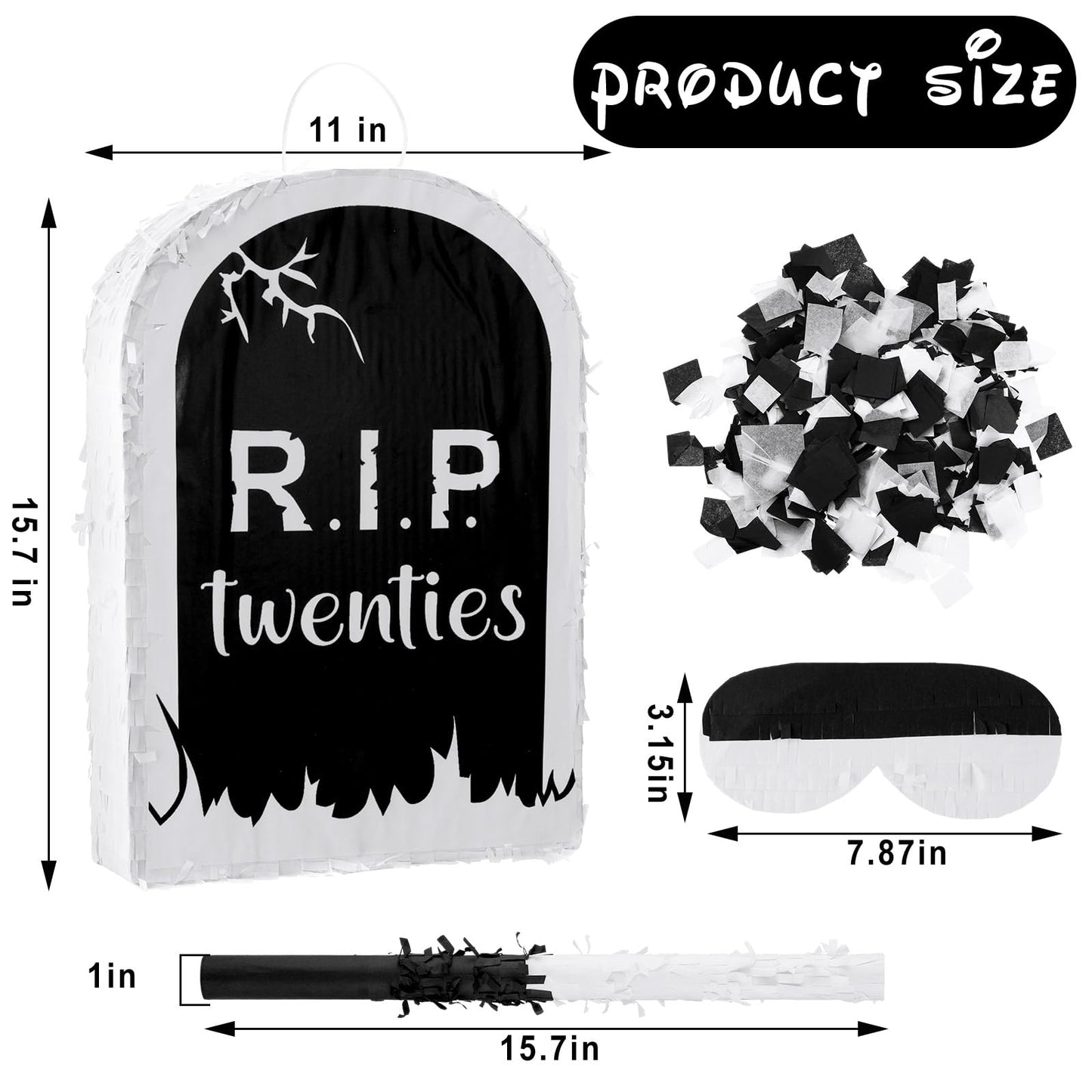 Syhood 4 Pcs Rip Twenties Piata Birthday Decorations 11 x 15.7 Death to My 20s Funeral Tombstone Piata with Stick Blindfold Conf