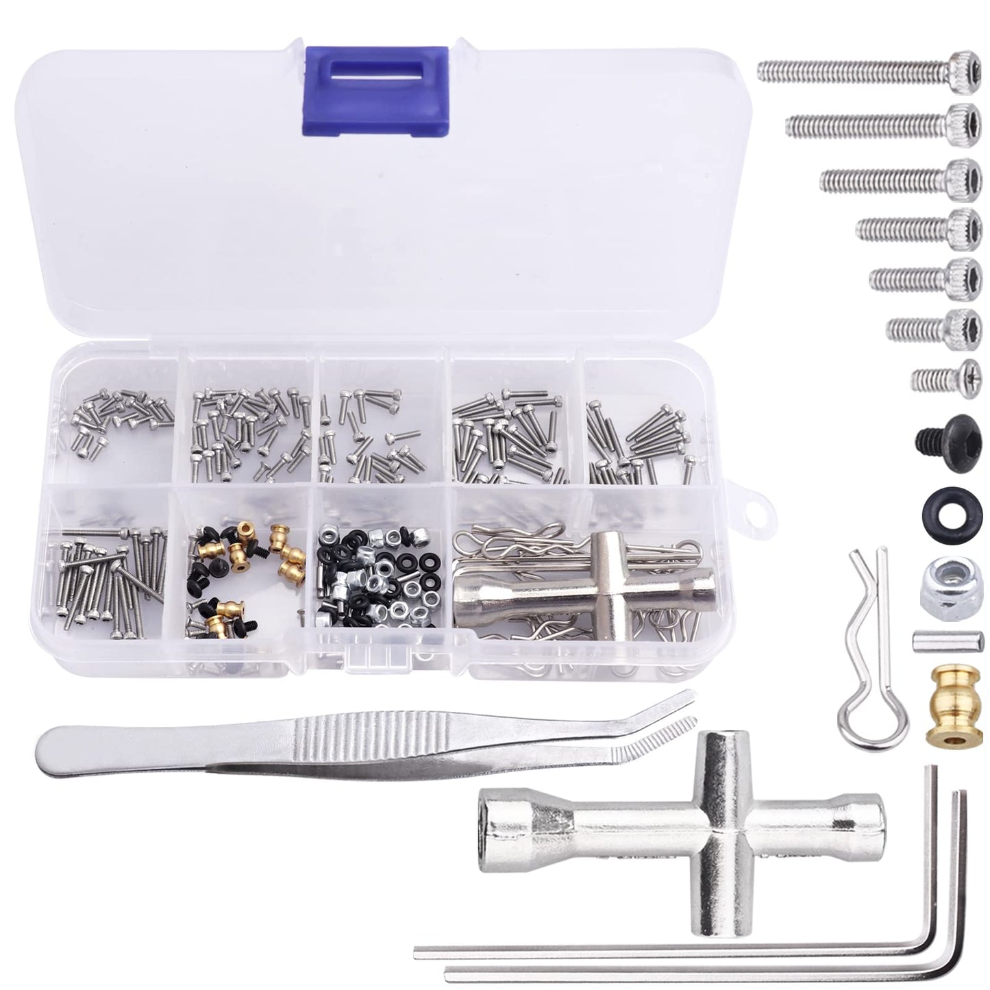 Crazyhobby 274Pcs Rc Screw Kit Rc Repair Kit M1.4 Screws For Axial Scx24 Bronco Deadbolt Gladiator Chevrolet C10 B17 Betty Wrang