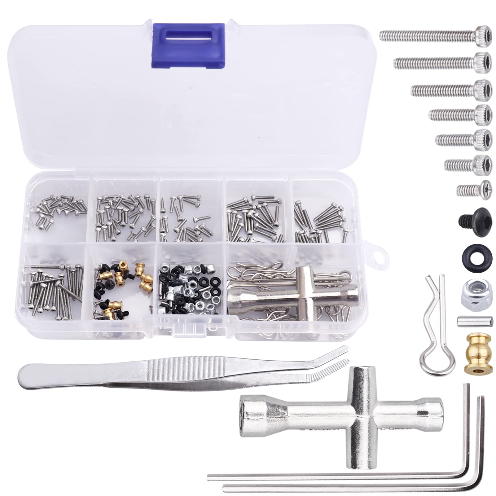 Crazyhobby 274Pcs Rc Screw Kit Rc Repair Kit M1.4 Screws For Axial Scx24 Bronco Deadbolt Gladiator Chevrolet C10 B17 Betty Wrang