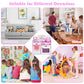 HONEY JOY Pink Kids Kitchen Playset, Wooden Pretend Play Kitchen for Toddlers, 13 Pcs Cookware Utensils, Faucet, Stove, Storage