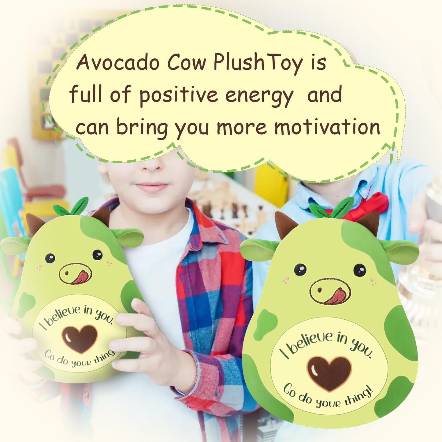 Leyoha Avocado Cow Emotional Support Plush- 11Inch Adorable Cow Stuffed Animal For Anxiety Comfort And Relaxation, Cute Avocado