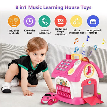 Okreview Toys For 1+ Year Old Girls - Montessori Musical Toys For Toddlers Age 1-2, 8-In-1 Multi-Functional House Toys With Sound, Lights, Music, Great Gifts For 1+ Year Old Girls Birthday Xmas