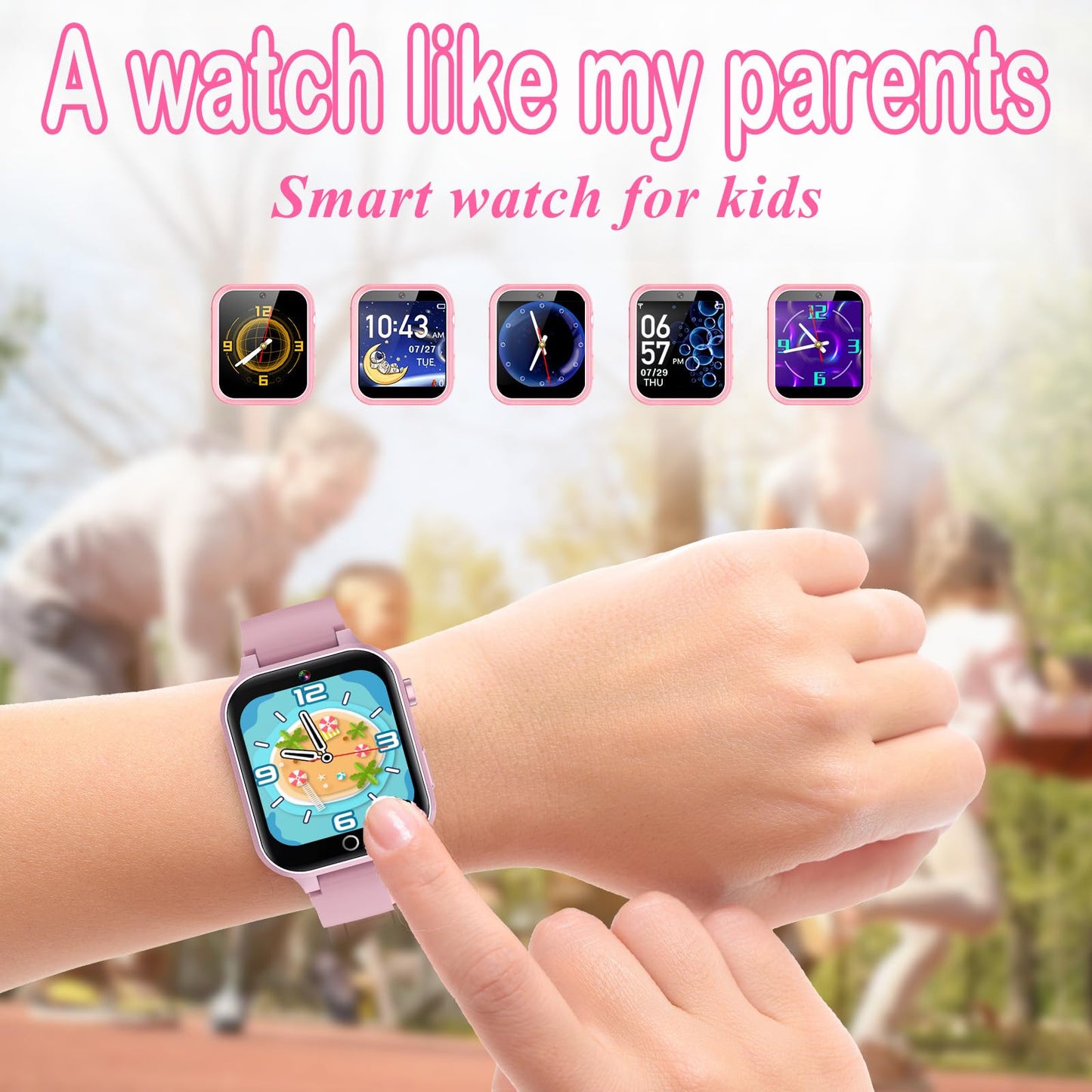 Ichomke Smart Watch For Kids, Girls Boys Smartwatch With 26 Games Camera Video Recorder And Player, Pedometer Calendar Flashligh
