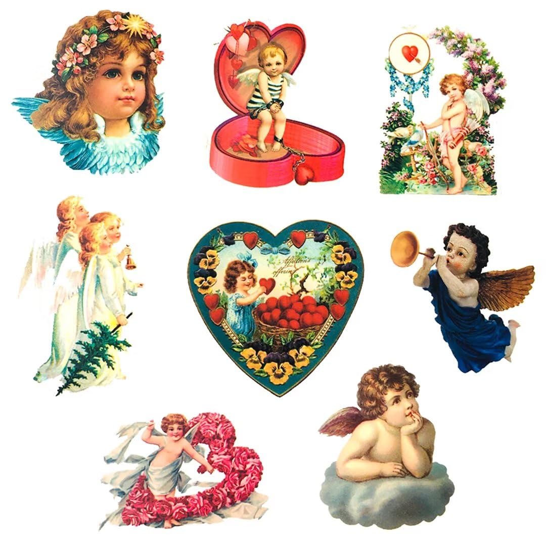 Vintage Angels And Cupids Stickers, Vinyl Scrapbooking Stickers Packs, 50Pcs Kawaii Cute Angel Aesthetic Stickers For Kids Teens
