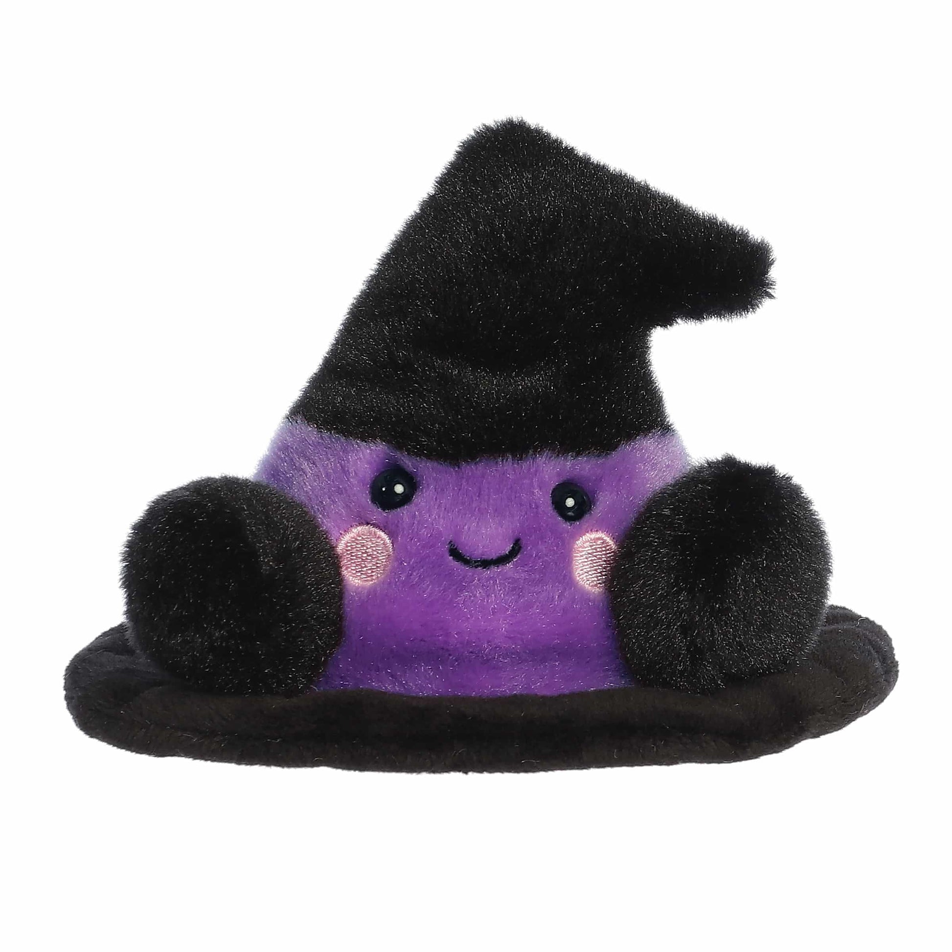 Aurora Spooky Palm Pals Rowena Witch Hat Stuffed Animal - Fun Collectible Plush for Kids and mature-themed Collectors - Perfect for Halloween Decorations and Gifts - Black 4 Inches