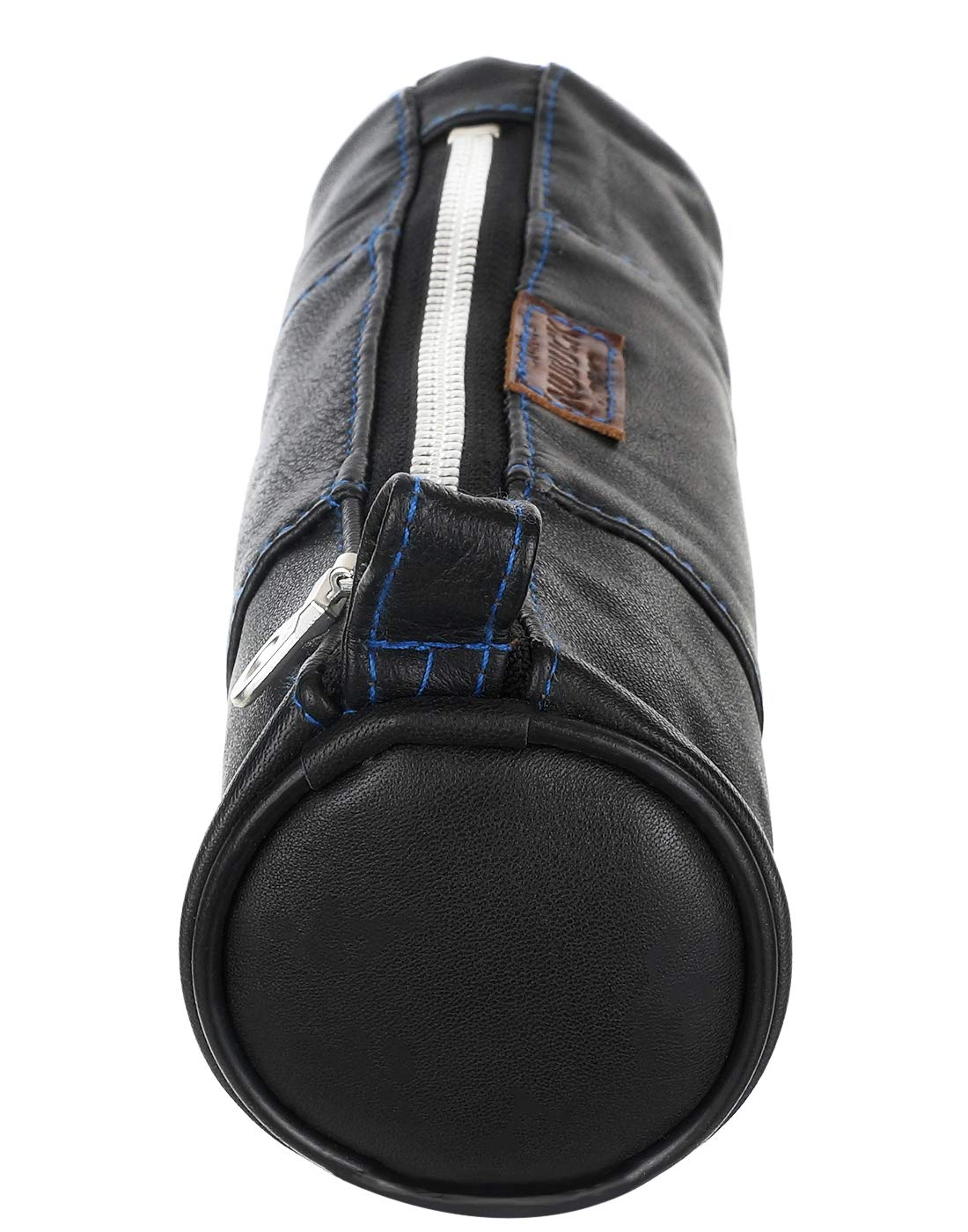 NUBUCK Unisex Leather Multipurpose Utility Pencil Pouch/Case (Black)