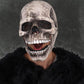 CosTribe Creepy Full Head Skull Mask with Moving Jaw Halloween Scary Latex Helmet for Cosplay Party Props. (White)