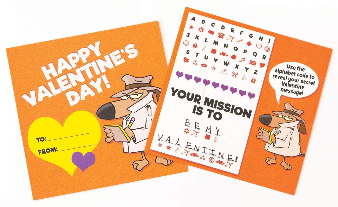 Playhouse Secret Codes Shiny Foil 28 Card Valentine Exchange Box With Envelopes For Kids