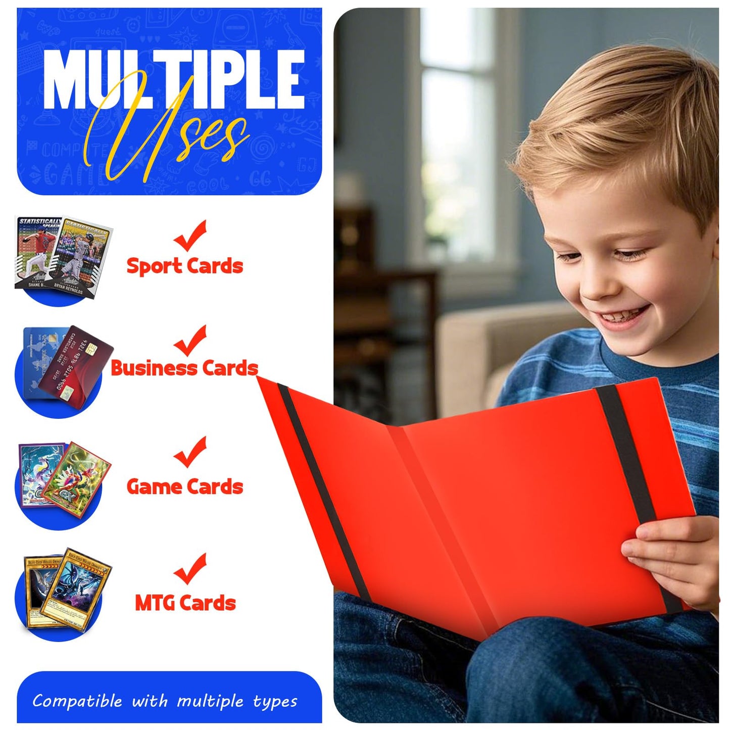 Card Binder 9-Pockets  Trading Card Binder  20 Pages  360 Card Capacity Collection Binder  Card Folder for MTG  TCG  Game Cards & Sports Cards(Red)