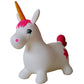 Appleround Unicorn Bouncer With Hand Pump, Inflatable Space Hopper, Ride-On Bouncy Animal For Children (White)