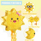 WERNNSAI Sun Pinata - Pull String Sunshine Party Decoration for Kids - Yellow - Includes Blindfold and Bat for Birthday & Baby Shower