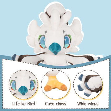 Nadou Tloz Tulin Plush, 12 Inch White Bird Plush Stuffed Toy, Halloween, Christmas, Birthday Hug Plush For Boys And Girls