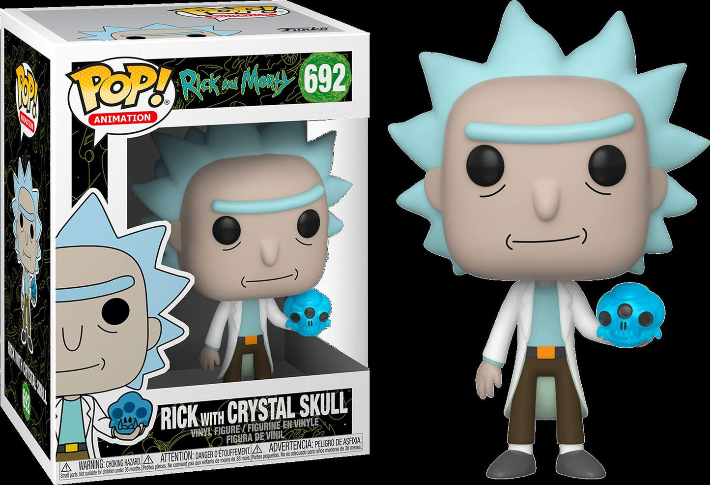 Funko Pop! Animation Rick with Crystal Skull, Standard Size, Multicolor Vinyl Figure, Model 45438