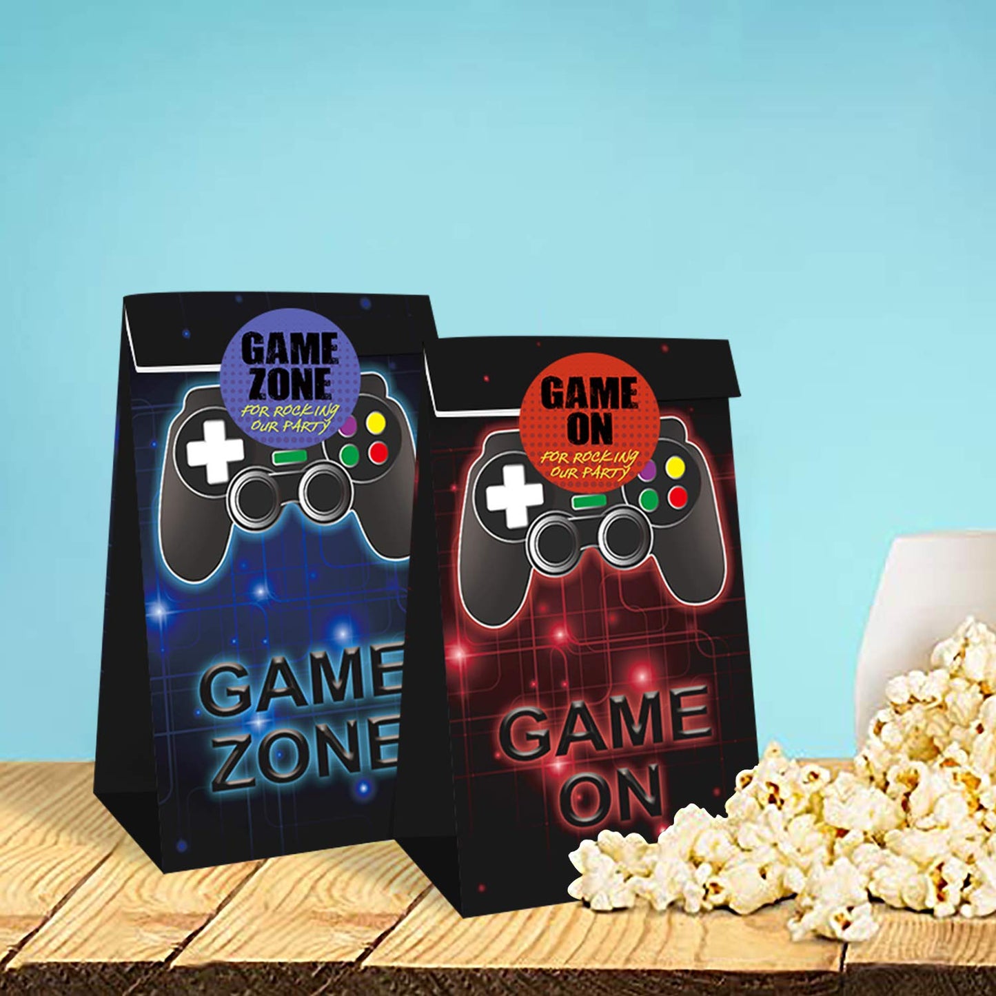 MOAXMOA 24 Pieces Video Game Party Candy Bags 4 Designs Goodie Bags for Themed Birthday Party Kids Party Favors Supplies with 24