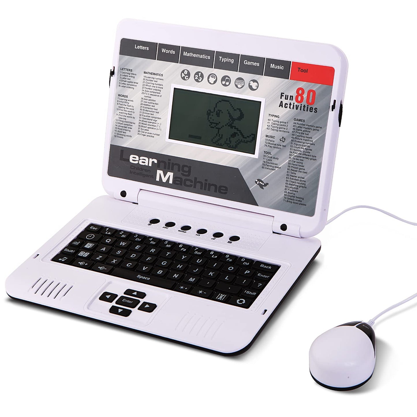 Leshitian Kids Laptop - 80 Learning Modes To Learn Alphabet, Words, Mathematics, Play Games And Music - Toy For Children Ages 5+