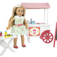 Playtime By Eimmie 18 Inch Doll Furniture - Cafe Food Cart And Dolls Accessories - Wooden Playsets - Fits American, Generation, My Life & Similar 14”-18” Girl Dolls Stuff - Girls Toys