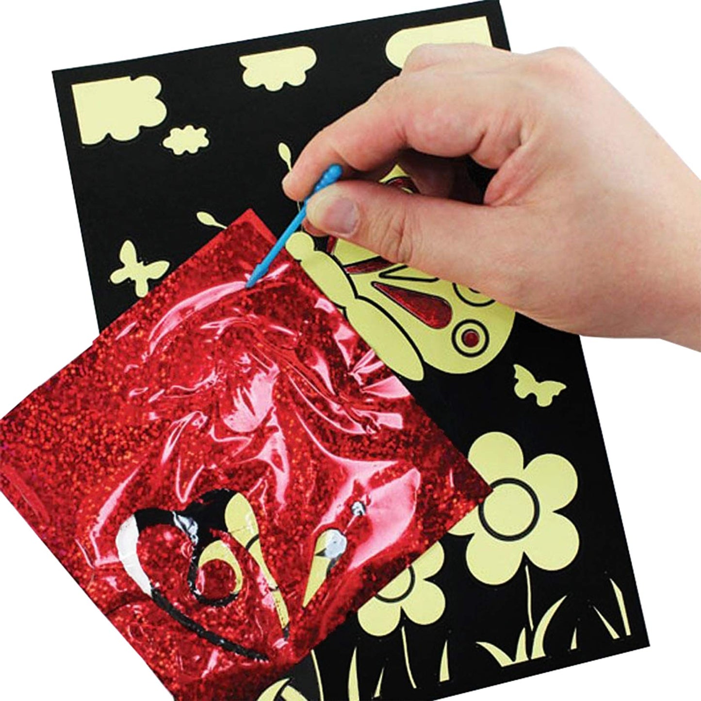 VHALE Foil Art Craft Kit 6 Pack Sticker Picture (9.5 x 6.5 inch), 48 Foil Sheets and 6 Skewers, Peel and Paste Sparkly Foil Art,