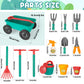 Deao Kids Garden Wagon Wheelbarrow And Gardening Tools Play Set Includes 10 Accessories And 4 Plant Pots,Great Outdoor Toddler T