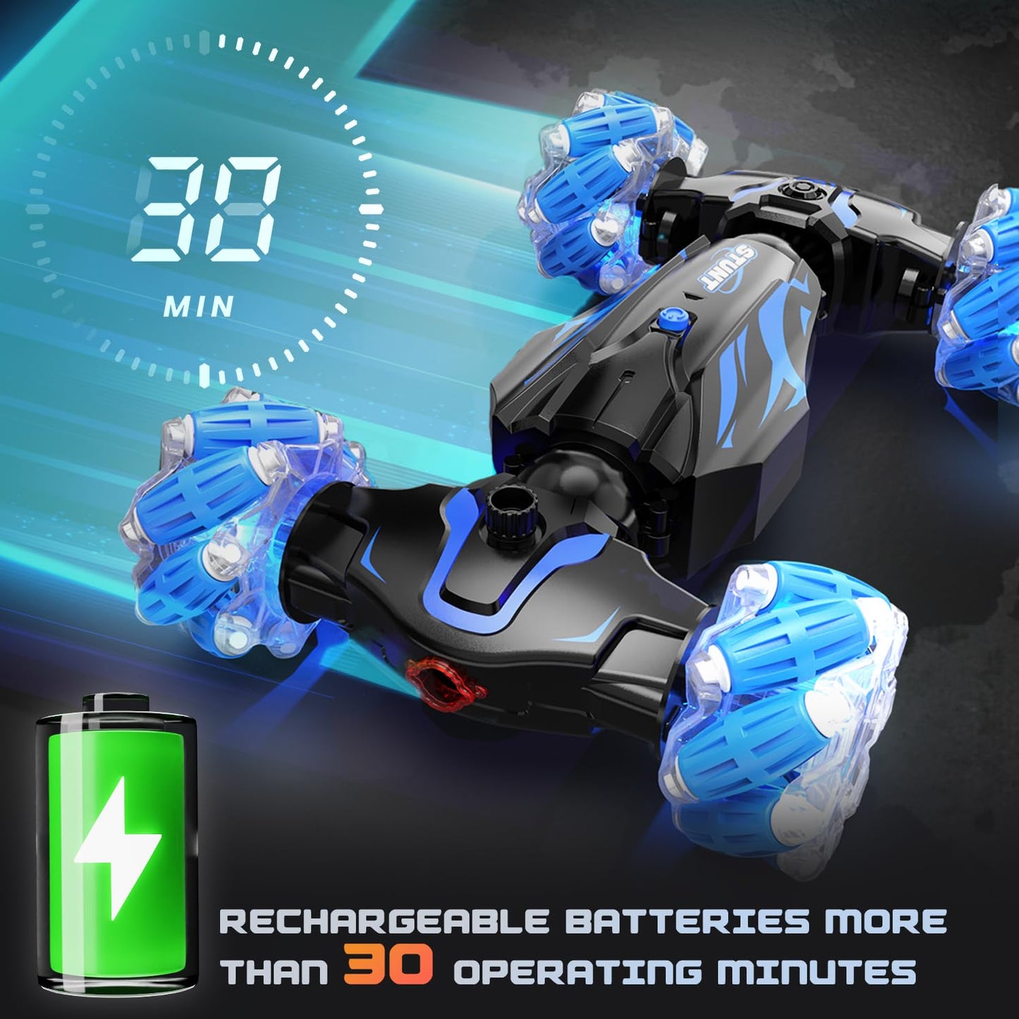 BEZGAR Remote Control Car - Gesture RC Car with Lighting, Sound & Smoke Effects, 2.4Ghz Hand Controlled RC Stunt Car for Kids, I