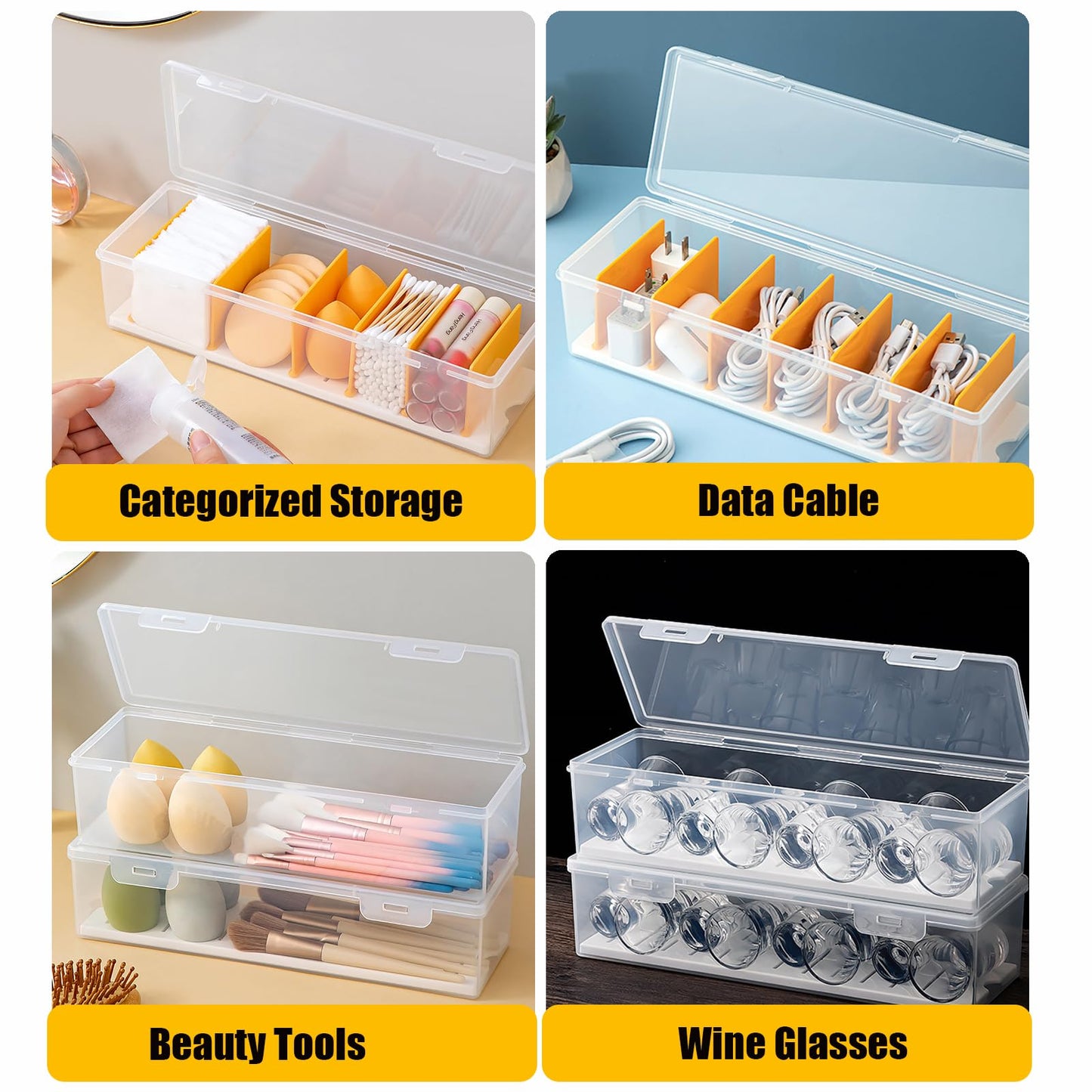 Egektbh 2 Pack Card Game Organizer With 7 Removable Dividers, Plastic Card Case For Trading Card Holds 700+Card, Clear Storage C