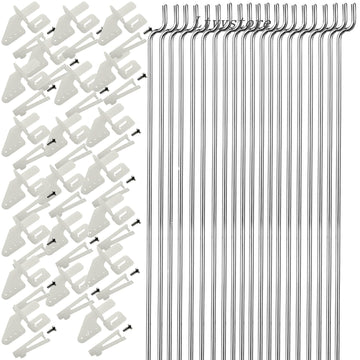 Ltvystore 20Pcs 304 Stainless Steel 1.2 x 450mm Z Push Rods Parts &20Pcs Nylon Control Horns 21x10 mm Compatible for RC Airplane