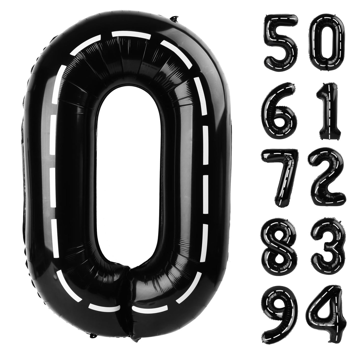 Race Car Number Balloon 40 Inch, Black 0 Number Balloons, 10 20 30 40 50 Numbers Balloon Black Race Car Birthday Party Decoratio