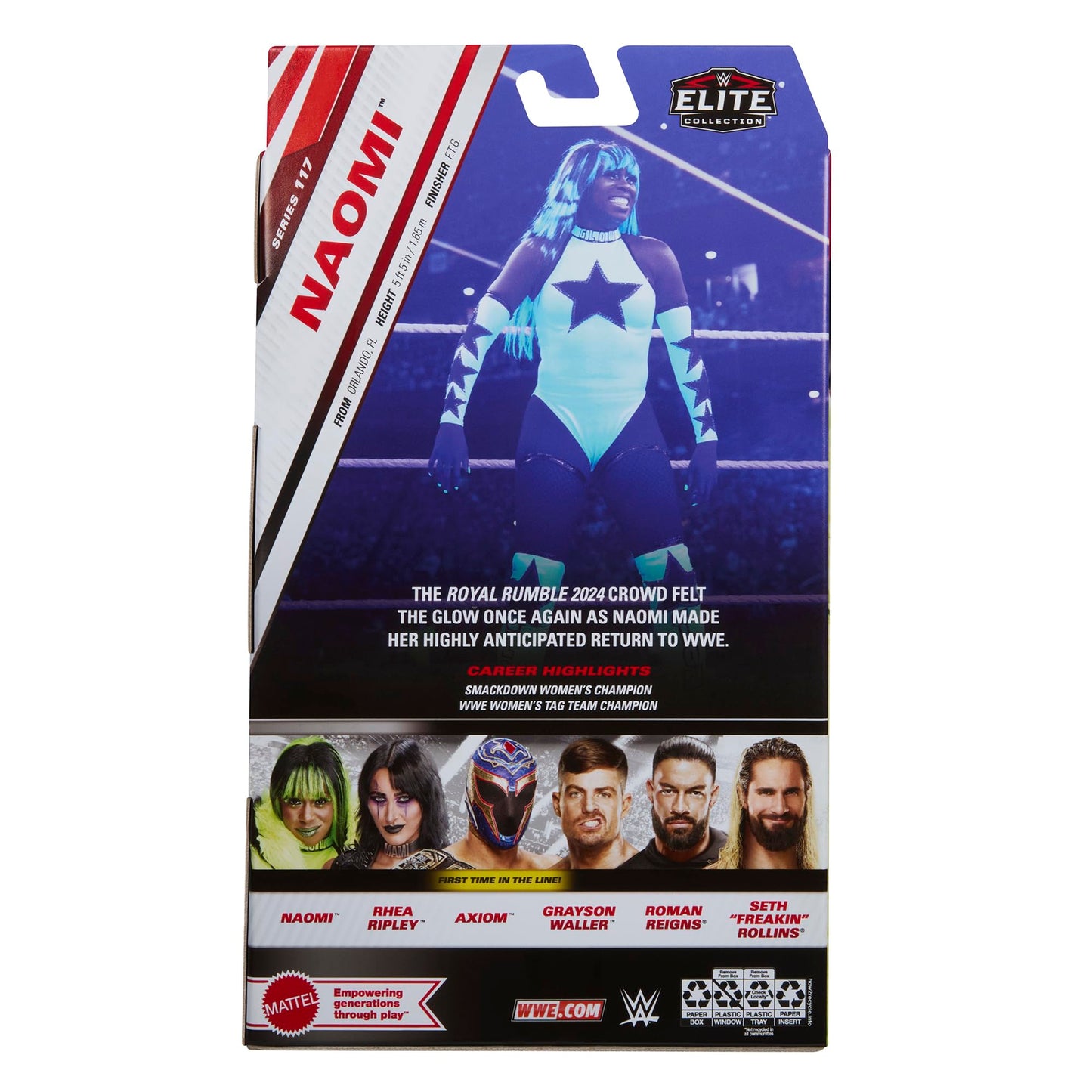 WWE Naomi Elite 117 Action Figure - 3.15" Multi-color Plastic Toy Wrestling Figure