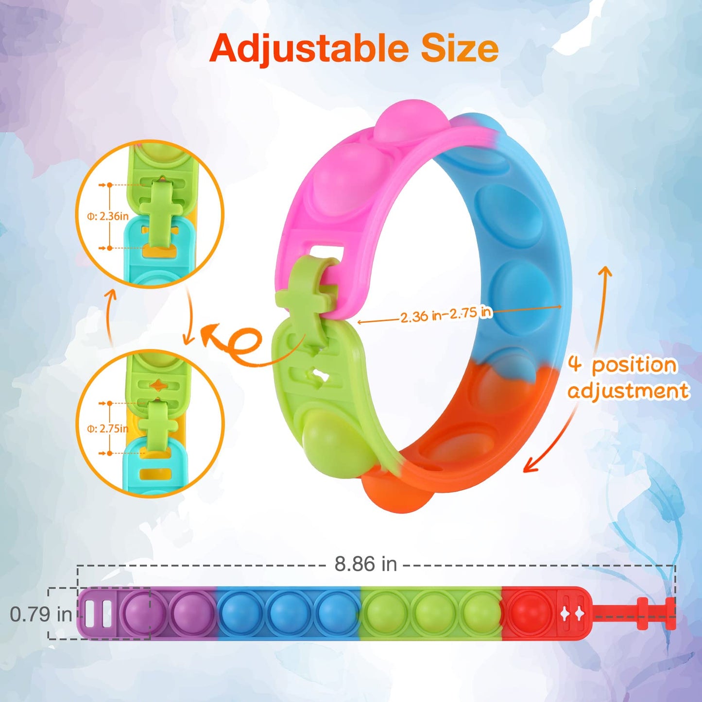 90 Pcs Kids Party Favors Pop Fidget Toys Bulk Its Fidget Bracelet It Birthday Party Favors For Kids Goodie Bags Stuffers Classroom Prizes Bubble Poppers Toddlers Toy For Students Girls Boys Cheap