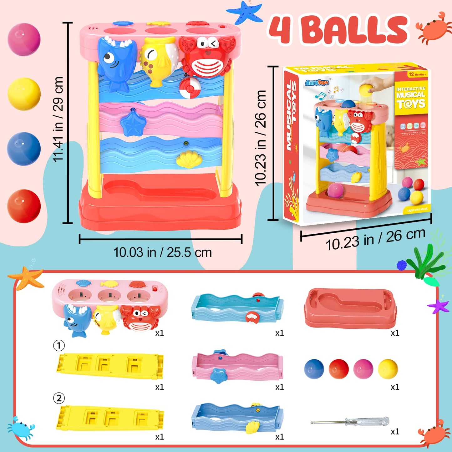 Aurotops Toddler Toys Interactive Musical Baby Toys, Light & Sound Montessori Toys For 1 2 3 Years Old, Learning Toys For Toddlers 1-3, Birthday Gifts For Baby Boys Girls Ages 1 2 3 4 5 Years