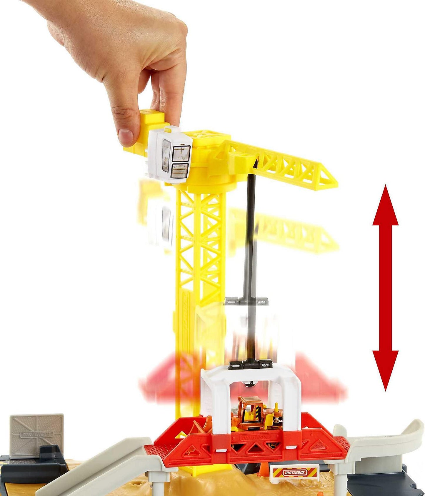 Mattel Matchbox Action Drivers Construction Playset with Moving Crane, Large Plastic Toy, Includes Bulldozer for Kids 3+