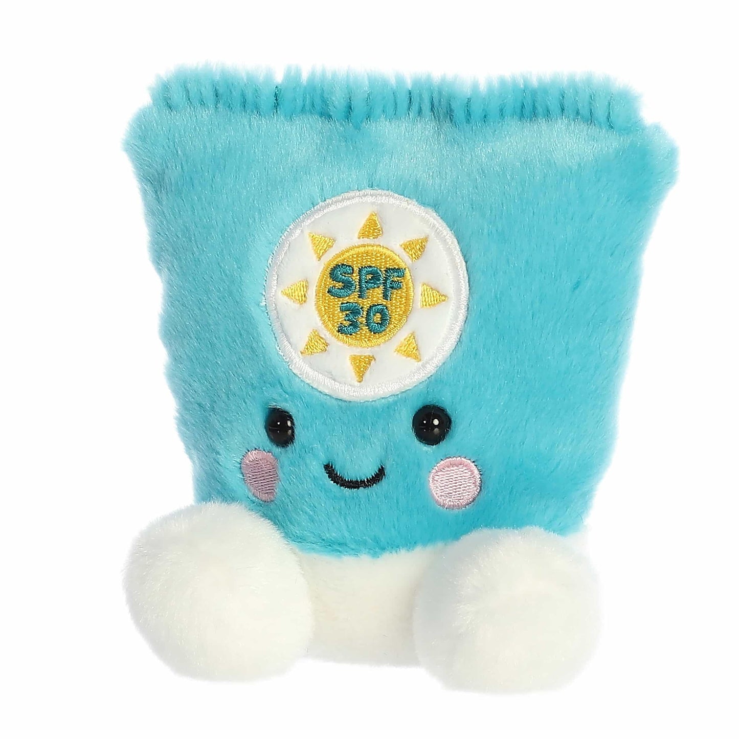 Aurora Adorable Palm Pals Clara Sunscreen Stuffed Animal - Fun Collectible Plush for Kids and mature-themed Collectors - Perfect for Decorating Rooms and Birthday Gifts - Blue 5 Inches