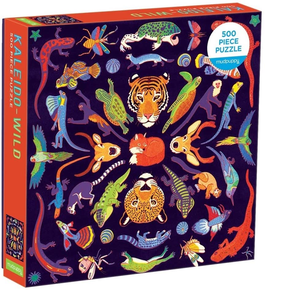 Kaleido-Wild 500 Piece Family Puzzle from Mudpuppy - Beautifully Illustrated Wild Animals, Unique Kaleidoscope Pattern, 20 x 20,