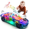 Tooty Toy Light Up Transparent Car Toy - Fun And Interactive Electric Car Toy For Kids- Music Car With Led - Colorful Moving Gears -Tummy Time Crawling Baby Light Up Toys For Boys & Girls