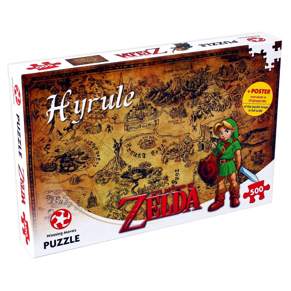 Winning Moves Legend of Zelda 500 Piece Jigsaw Puzzle, Multicolor Cardboard, Model 29490, Perfect Gift for Ages 10+