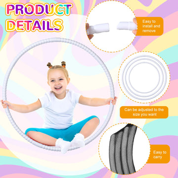 WinnerWhy 2 Pcs Toy Hoop Exercise Hoop Detachable Adjustable Plastic Toy Ring Playground Equipment for School Colored Circles Exercise Ring for Teens Dog Agility Equipment(White 23 Inch)