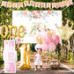 Pycalow First Birthday Decorations Girl - 1St Birthday Baby Girl Decorations Include Balloons Box, Backdrop, Crown, Banner, High