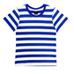 Boys Halloween Prisoner Costume Girl Blue White Striped Shirt Short Sleeve Summer Basic Tee Top 5-6 Years