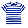 Boys Halloween Prisoner Costume Girl Blue White Striped Shirt Short Sleeve Summer Basic Tee Top 5-6 Years