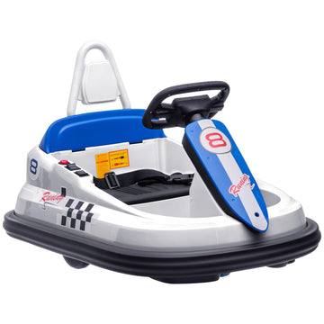 Aosom Toddler Bumper Car, 360 Rotation 6V Kids Electric Ride On Bumper Car With Eva Bumper Edges, Twins Motor, Songs, Horn, Led 