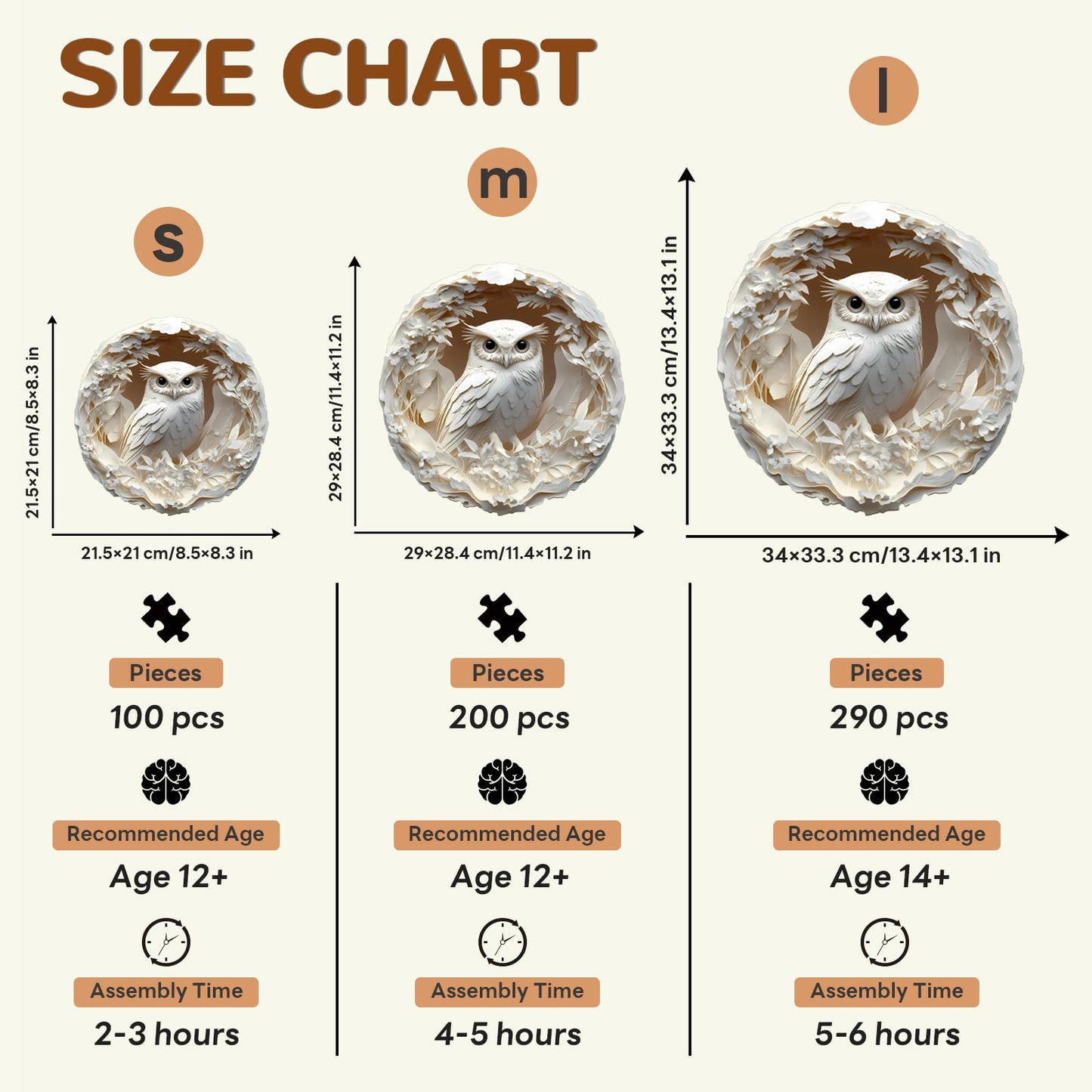 Wooden Puzzles for Adults, Wooden Flat Puzzles with 3D Visual Effect, Adults Puzzles, Owl Puzzles for Women Men (L-13.4 * 13.3in