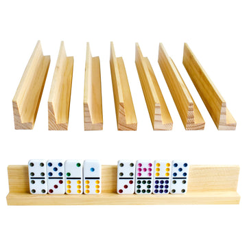 Yuanhe Wooden Domino Holders Trays Set of 8 - Domino Tile Racks for Mexican Train Games, Durable and Convenient Storage Solution