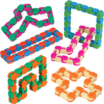 Pulsbery Toys 24 Links Wacky Tracks Snap Click Fidget Toys Set For Sensory Kids - Snake Puzzles Game For Kids Random Color Links