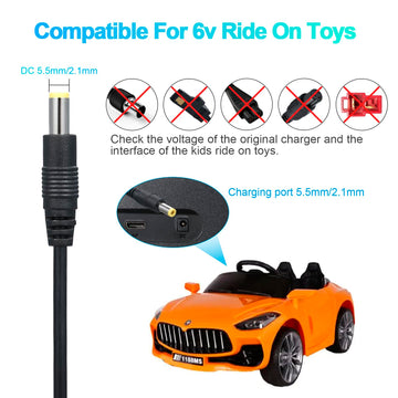 6V Charger Battery Charger For Kids Ride On Car Toys 6V Electric Kids Car Battery Charger For Kidzone Suv Quad Atv Dynacraf Jeep