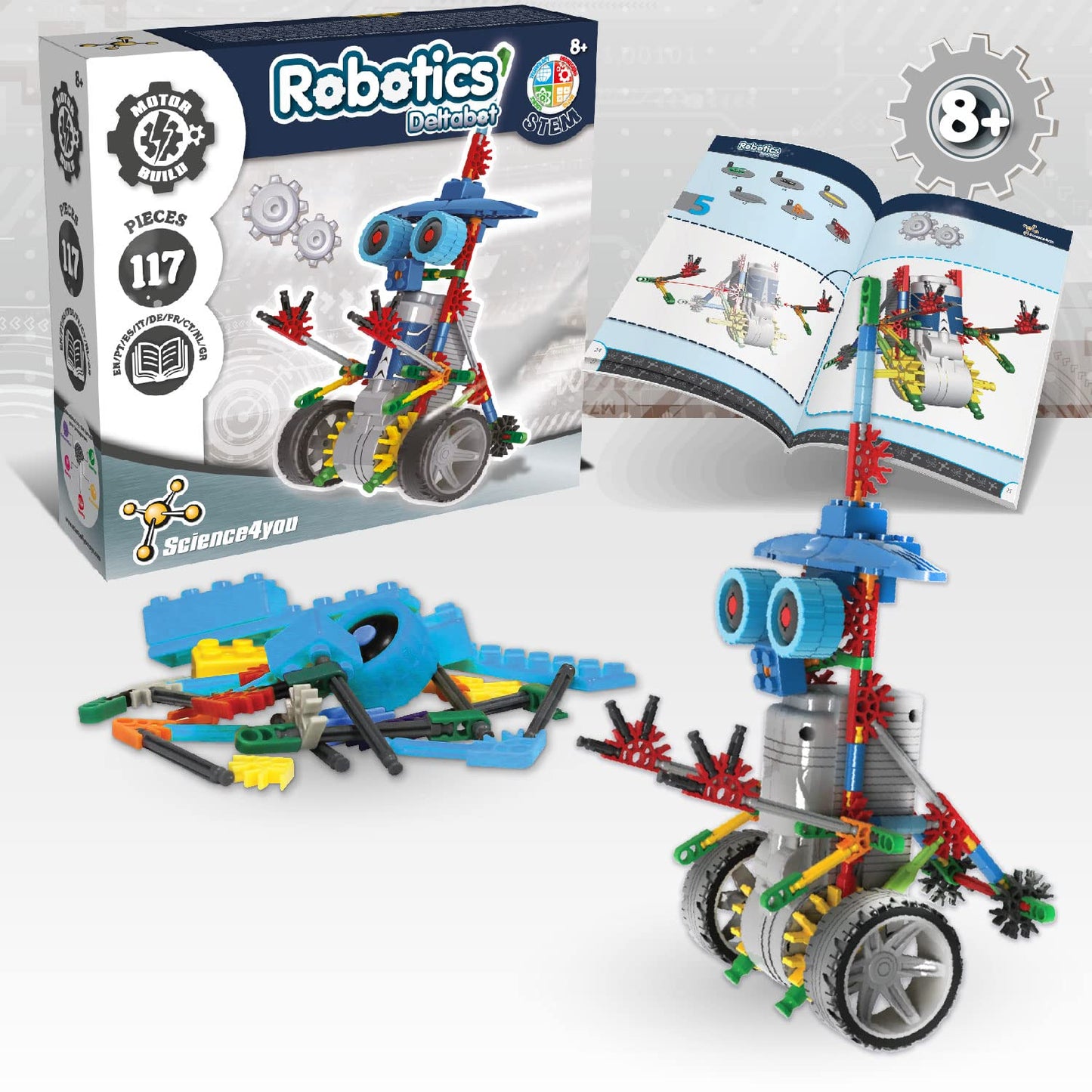 Science4You Deltabot Robot Toy Kit For Kids Age 8-12 - Stem 117 Pieces Robotics Kit, Build Your Own Robot Toy For Kids Age 8+, Educational Science Kits Diy Building Toys, Gift For Boys And Girls