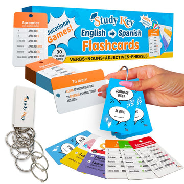 500+ Spanish Flash Cards for mature-themeds and Kids- 270 Spanish Verb Conjugation  Nouns  Adjectives & Phrase for Beginners to Intermediate  Vocabulary Cards Language Games & Spanish Practice Cards