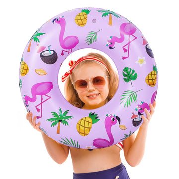 MoKo Pool Inflatables, PVC Swim Ring, Pink Flamingo Pool Float for Kids, Pool Toys for Beach, Party Decorations, Swimming Pool, 
