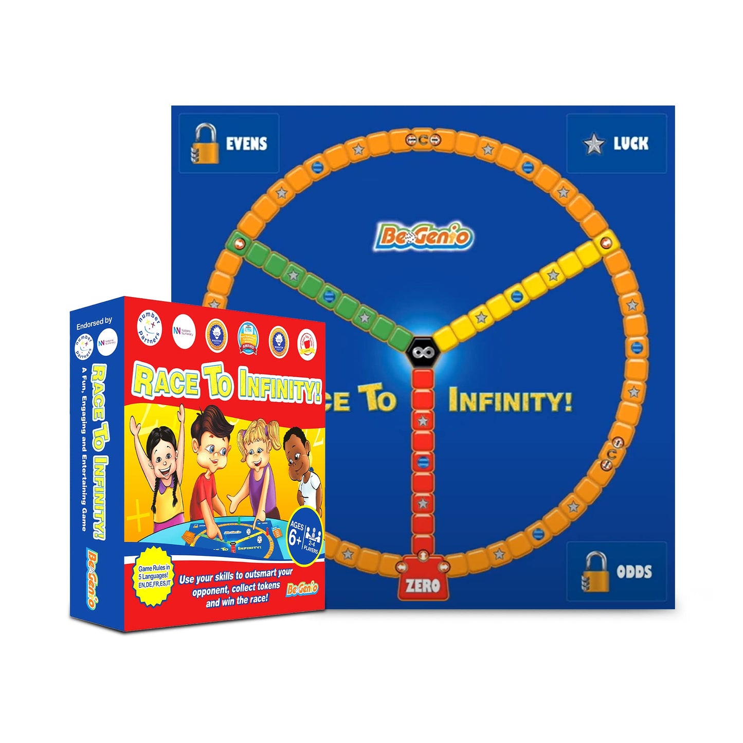 BeGenio - Race to Infinity, Math Games for Kids 6-12, Fun Educational Board Games, Multi-Level Tabletop Games, Table Top Board G