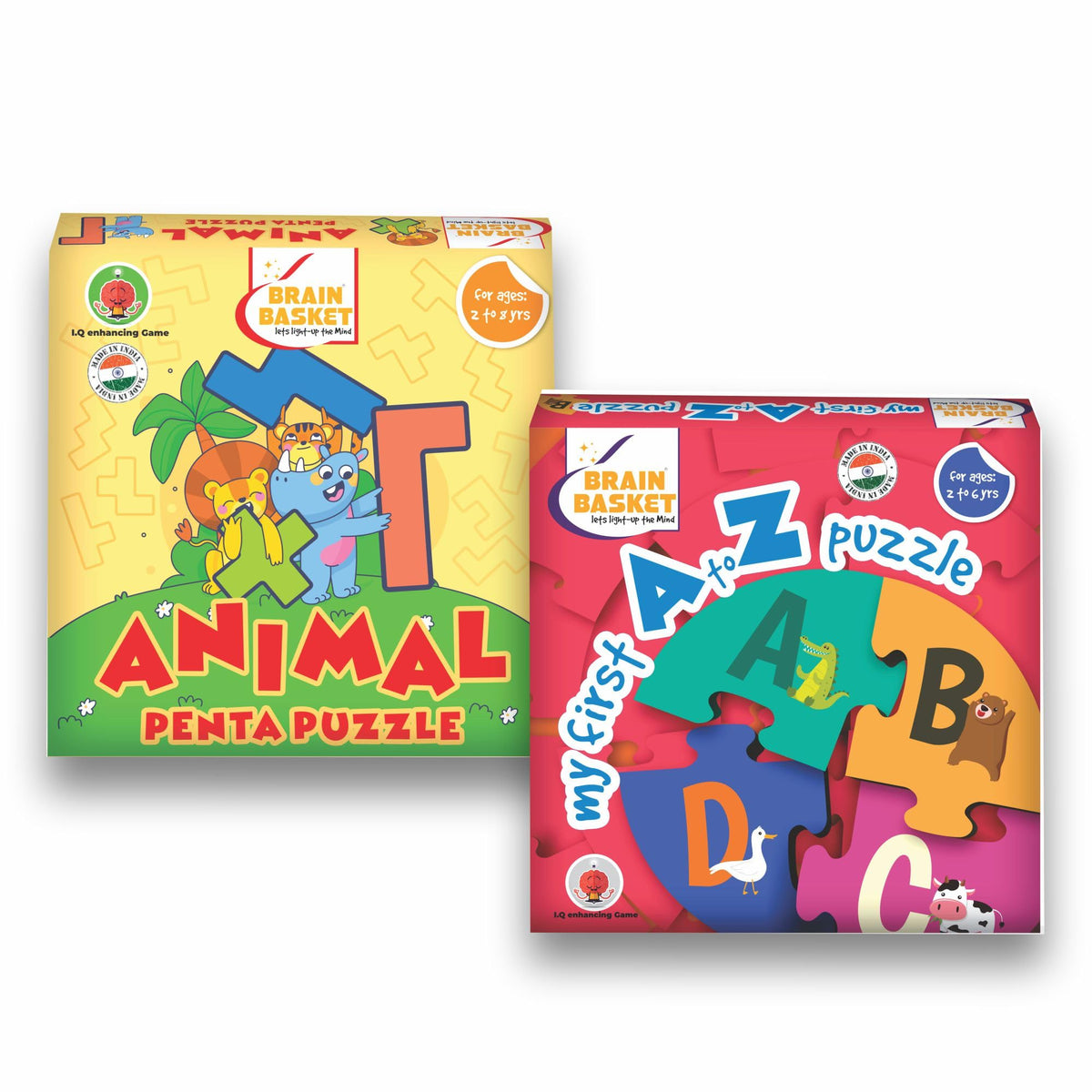 BRAIN BASKET Animal Penta + My First A to Z Combo | Educational Animal & Alphabet Learning Games for Kids | Fun Learning Toys fo