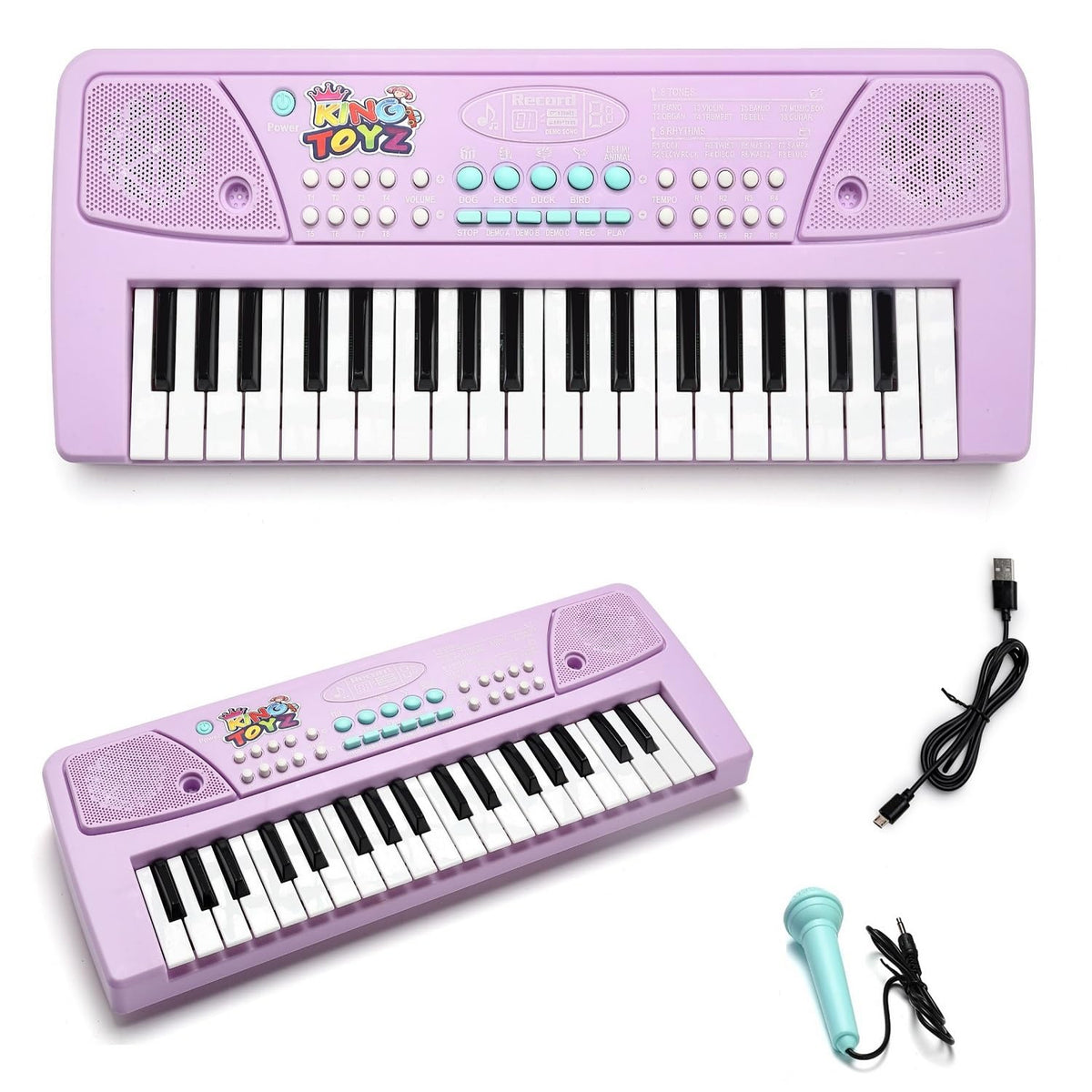 KING TOYZ Kids Piano Keyboard with Mic | 37 Keys, 8 Rhythms, 8 Tones & 6 Demo Songs | Electronic Musical Toy for Boys & Girls Ag